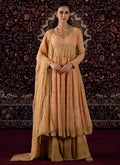 Soft Peach Embroidered Georgette Anarkali Style Sharara
