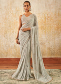 Light Grey Embroidered Saree