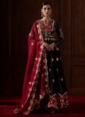 Black and Red Embroidered Chanderi Anarkali
