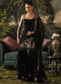 Black Embroidered Viscose Georgette Sharara
