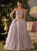 Dusty Mauve Embroidered Georgette Corset Style Lehenga