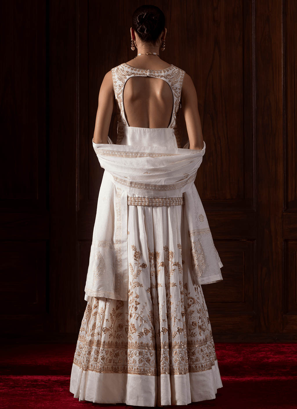 White Embroidered Silk Lehenga