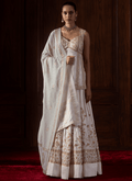 White Embroidered Silk Lehenga